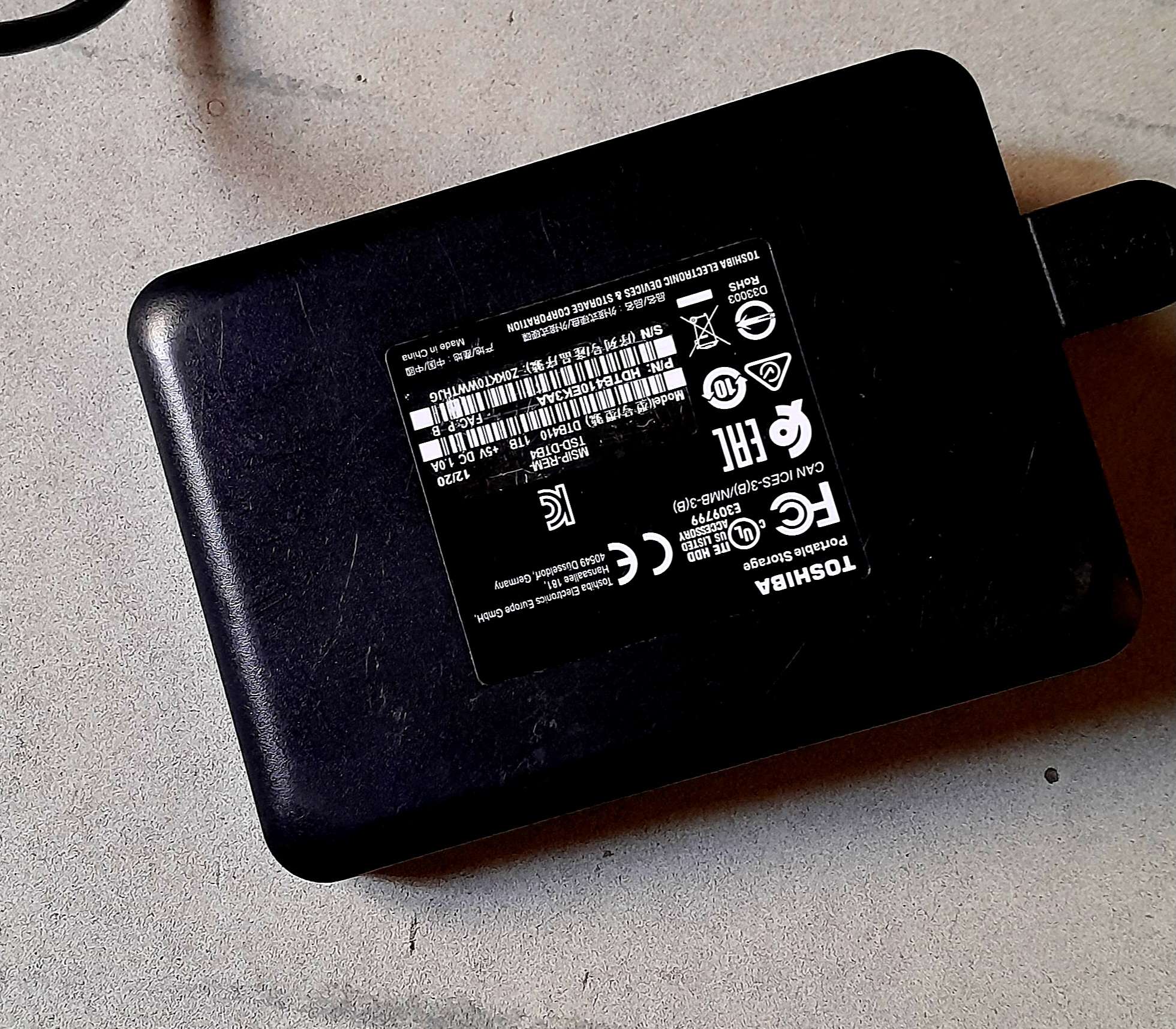 Toshiba external 500GB disk